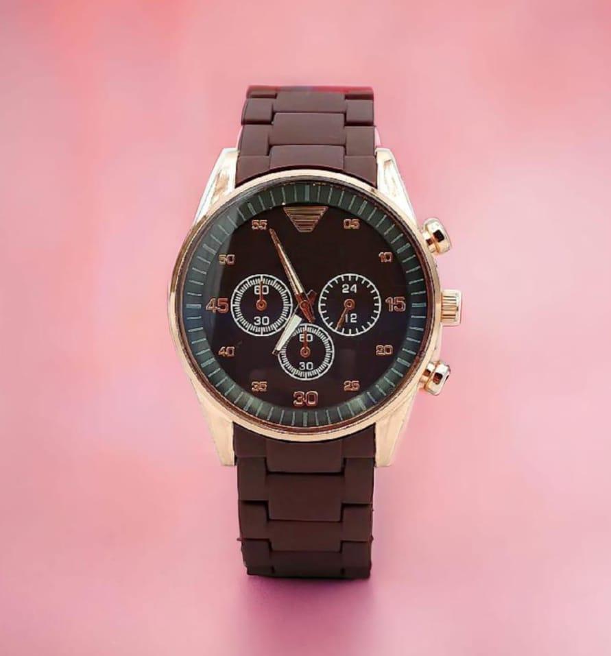 Men's Stainless Steel Analog Watch Brown Grey Black Blue