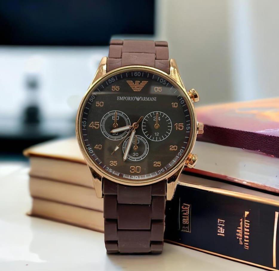 Men's Stainless Steel Analog Watch Brown Grey Black Blue