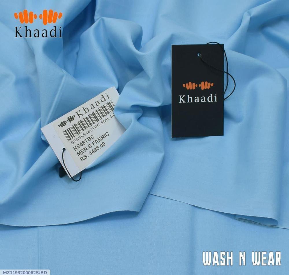 Men's Wash & Wear Plain Blue Suit Khadi