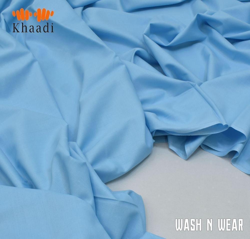 Men's Wash & Wear Plain Blue Suit Khadi