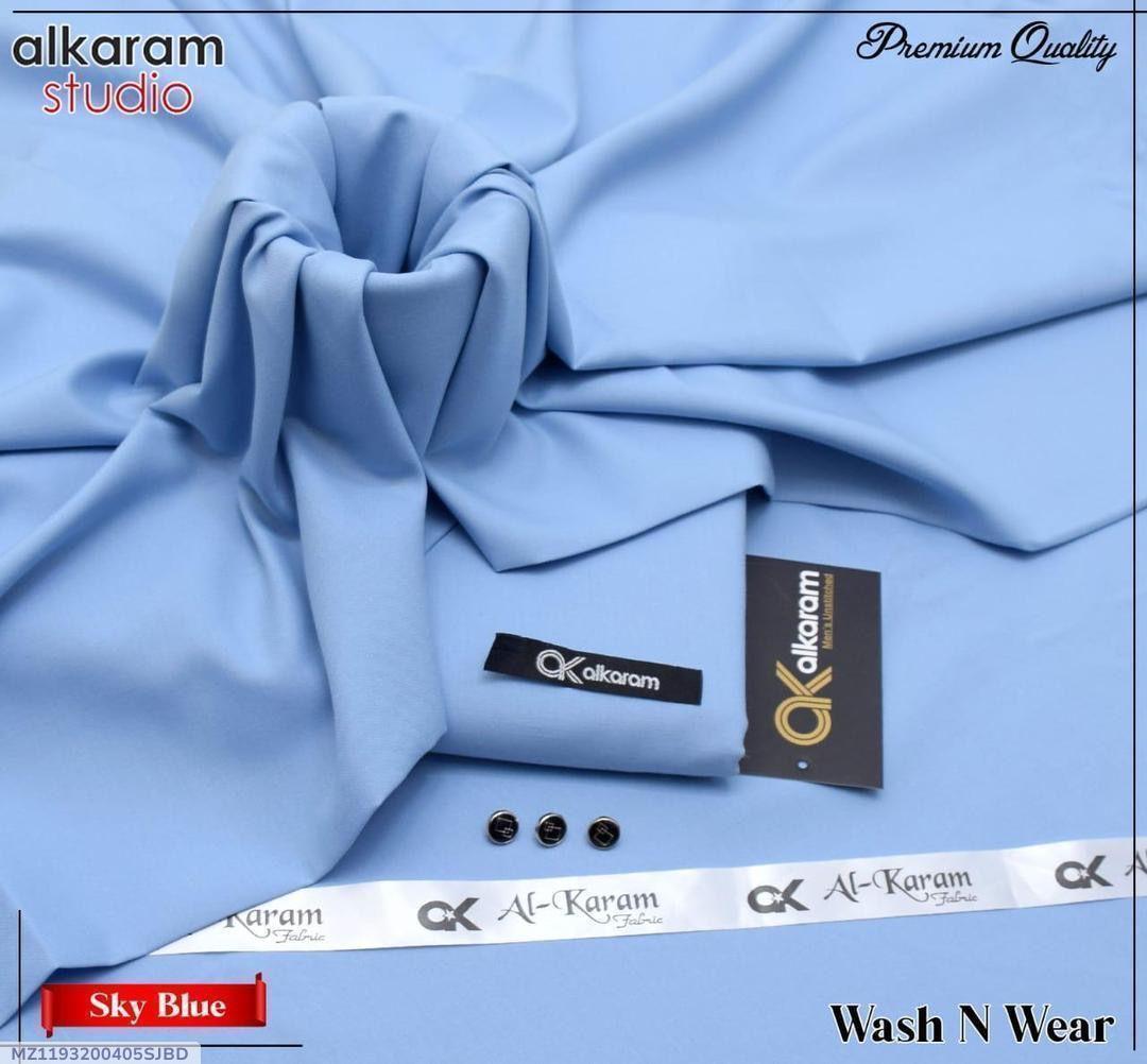 Sky Blue Wash & Wear Plain Suit for Men