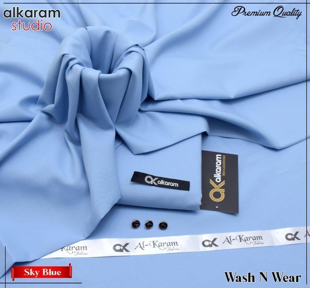 Sky Blue Wash & Wear Plain Suit for Men