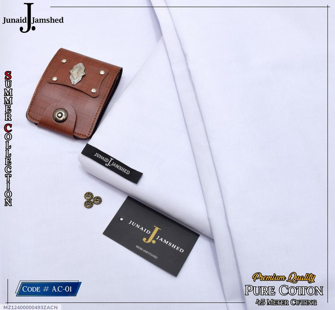 White Paper Cotton Unstitched Suit for Men Summer Wear