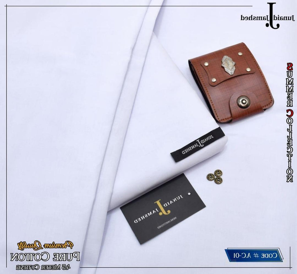 White Paper Cotton Unstitched Suit for Men Summer Wear