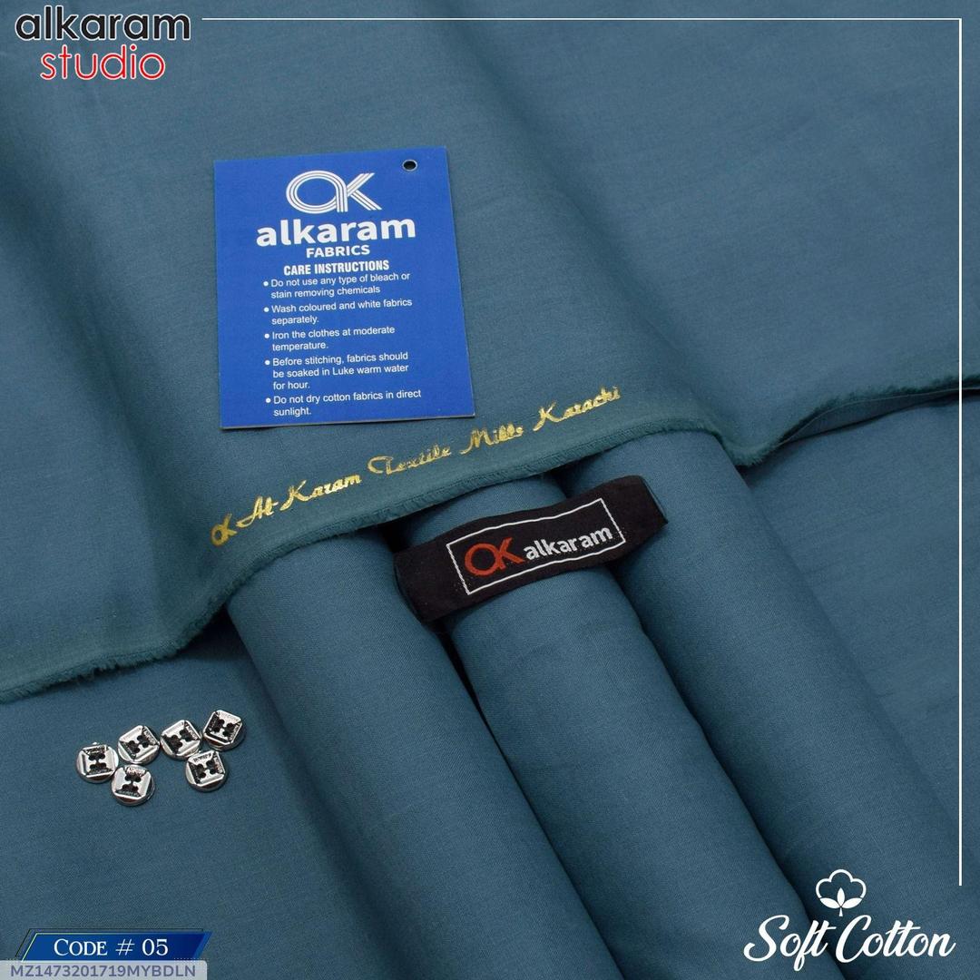 Men Soft Cotton Plain Suit Turquoise 8 Buttons