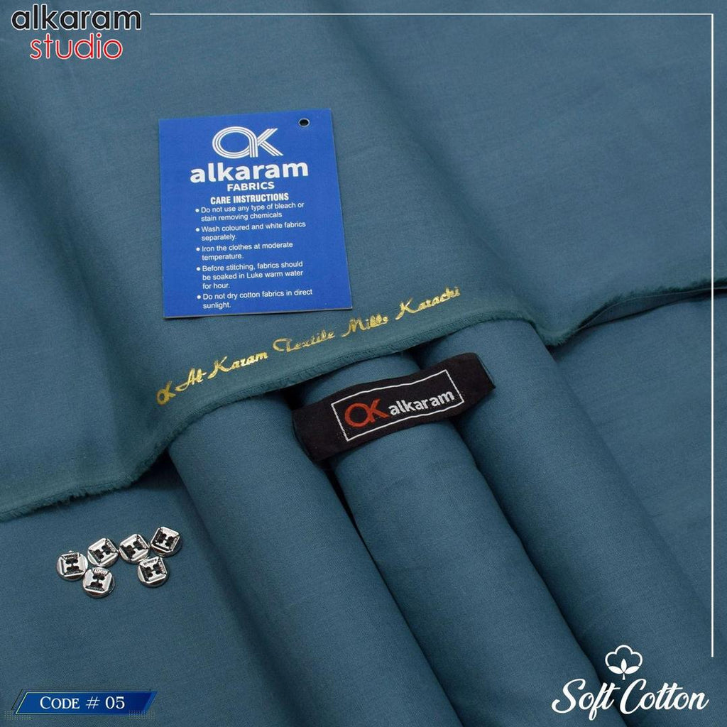 Men Soft Cotton Plain Suit Turquoise 8 Buttons