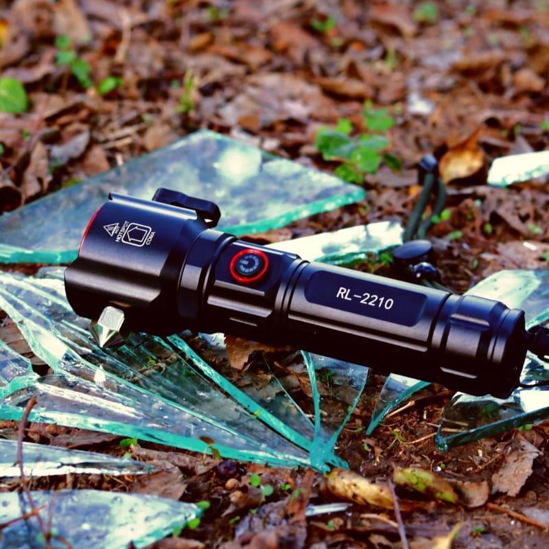 Rechargeable LED Torch with Safety Hammer & Zoom