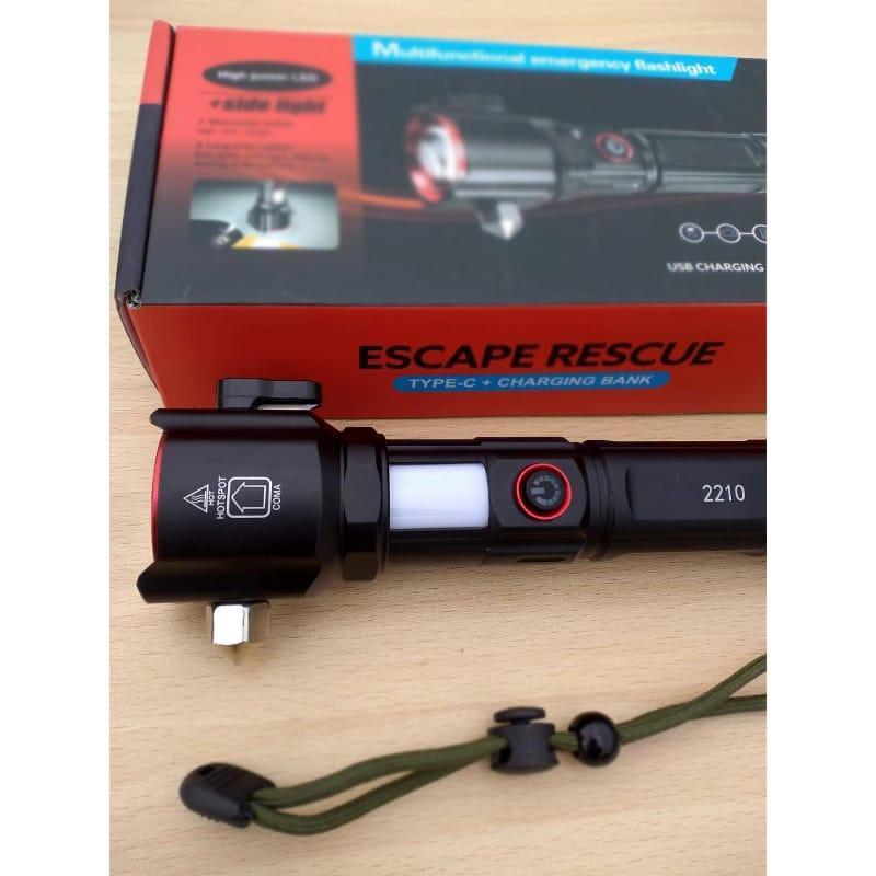 Rechargeable LED Torch with Safety Hammer & Zoom