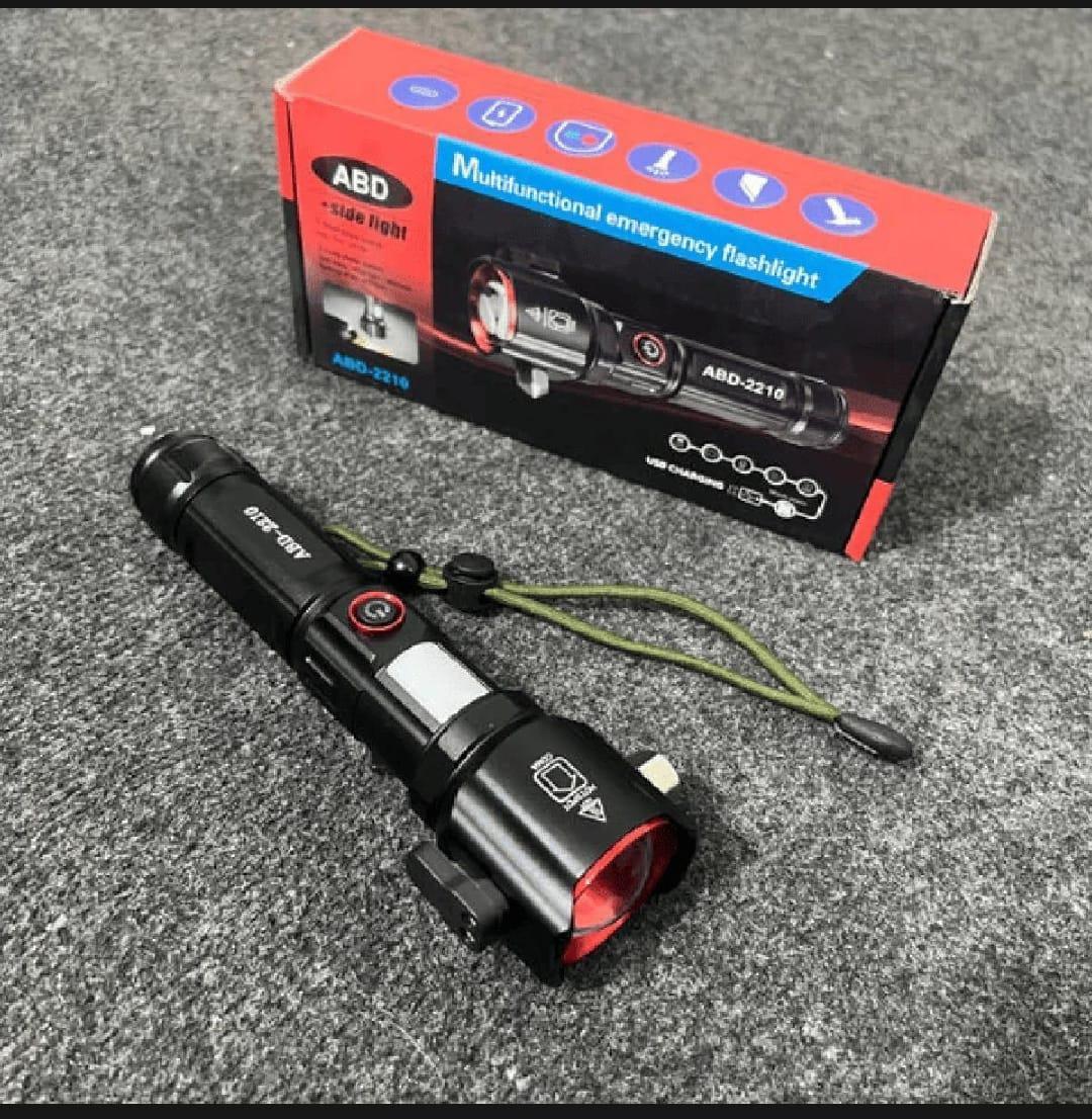 Rechargeable LED Torch with Safety Hammer & Zoom