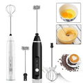 Electric Coffee & Milk Frother Handheld Mixer Black Stainless Steel