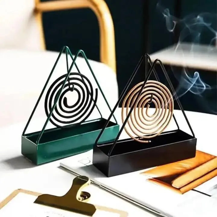 Mosquito Coil Stand Black Triangle Metal Home Decor