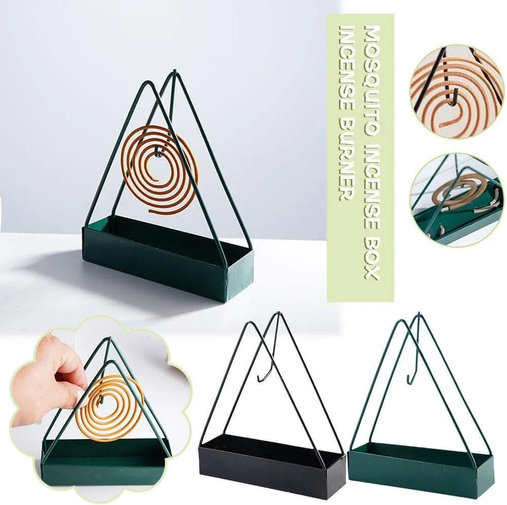 Mosquito Coil Stand Black Triangle Metal Home Decor