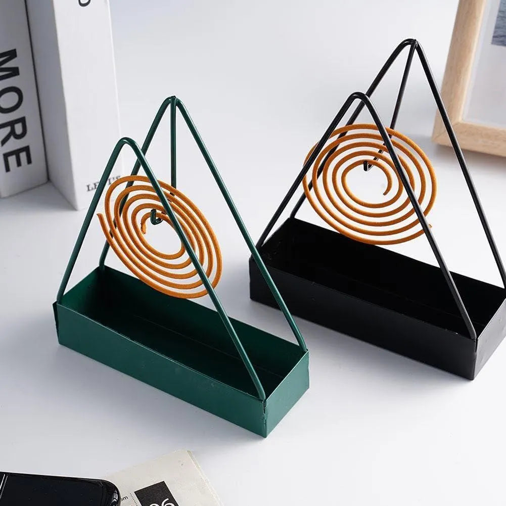 Mosquito Coil Stand Black Triangle Metal Home Decor