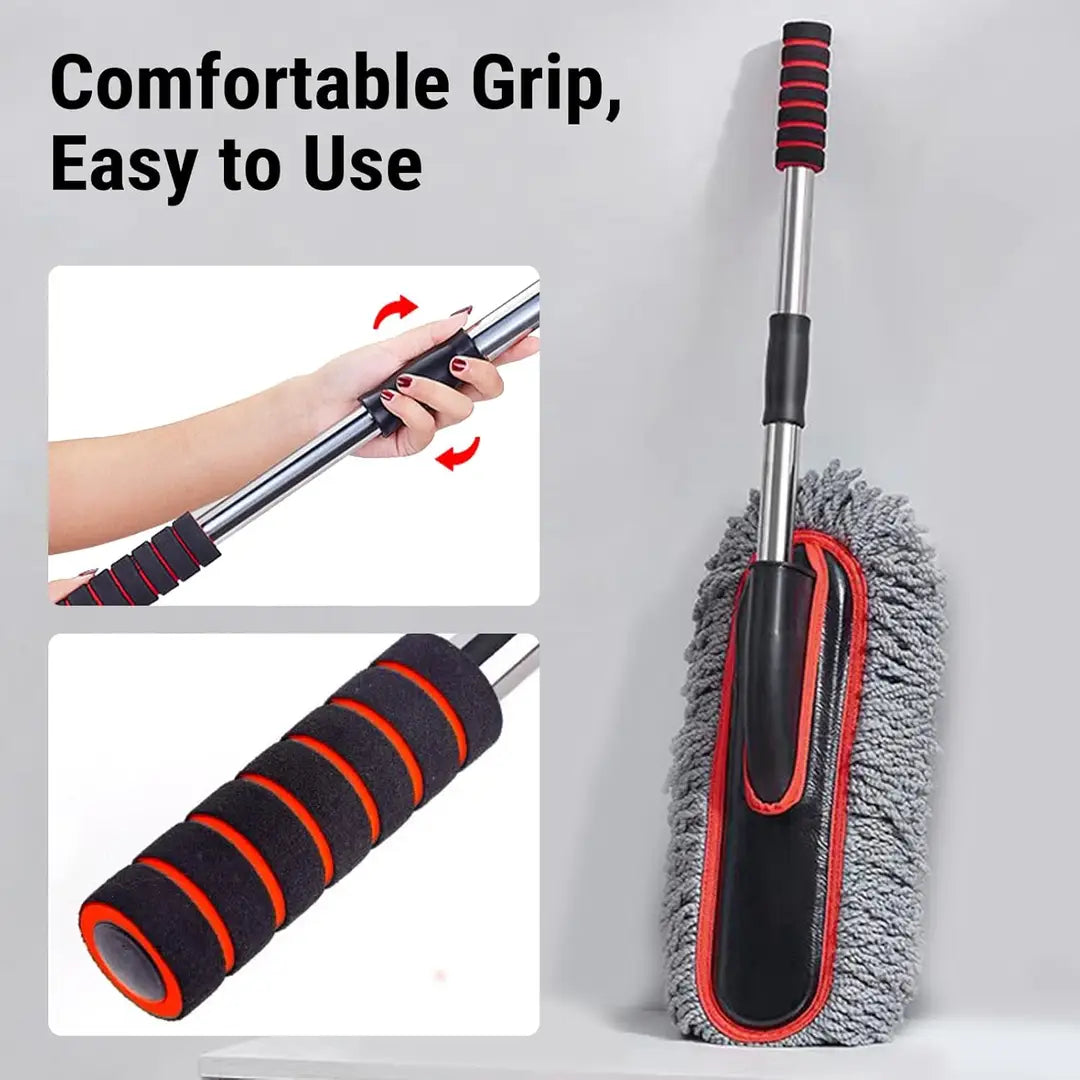 Microfiber Extendable Car Duster - Telescopic Long Handle Scratch-Free (33 Inch)