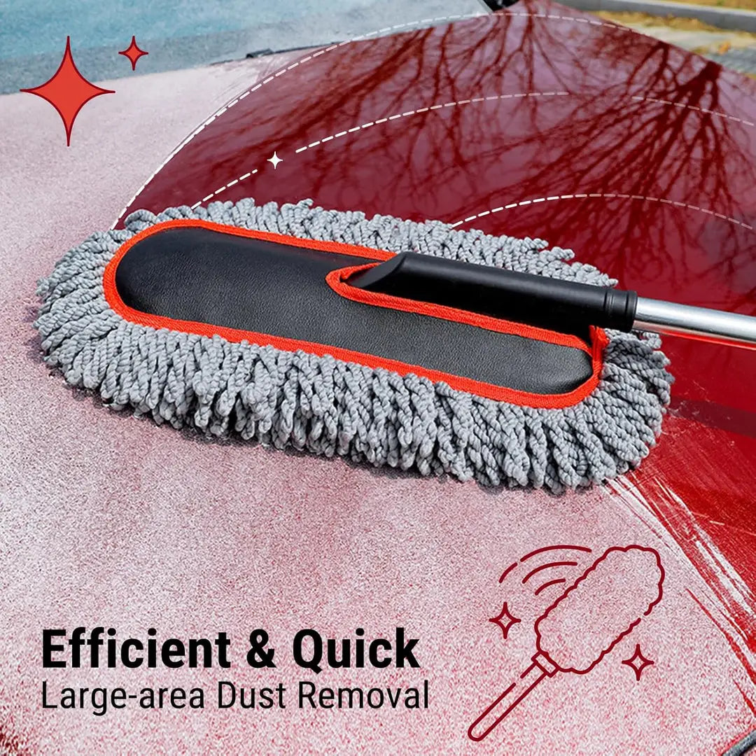 Microfiber Extendable Car Duster - Telescopic Long Handle Scratch-Free (33 Inch)
