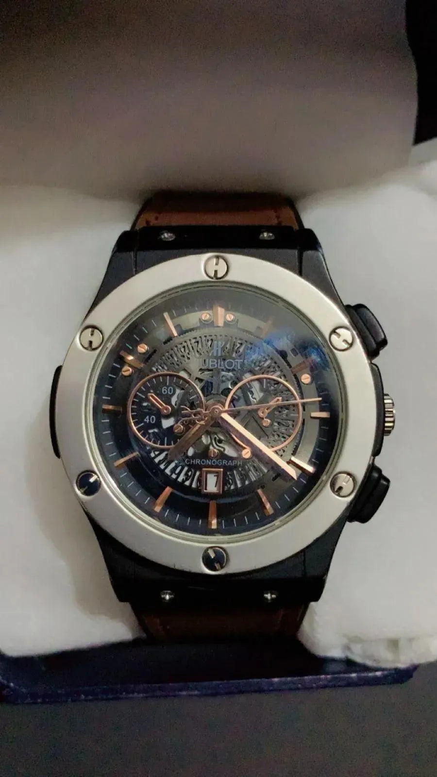 Men's Brown Leather Chronograph Watch