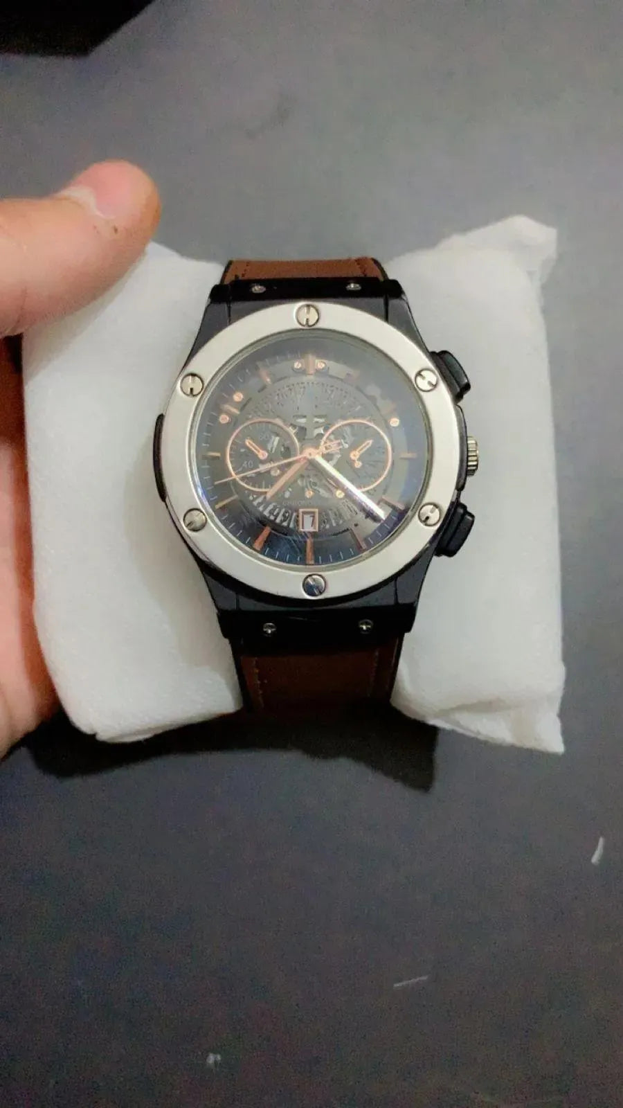 Men's Brown Leather Chronograph Watch