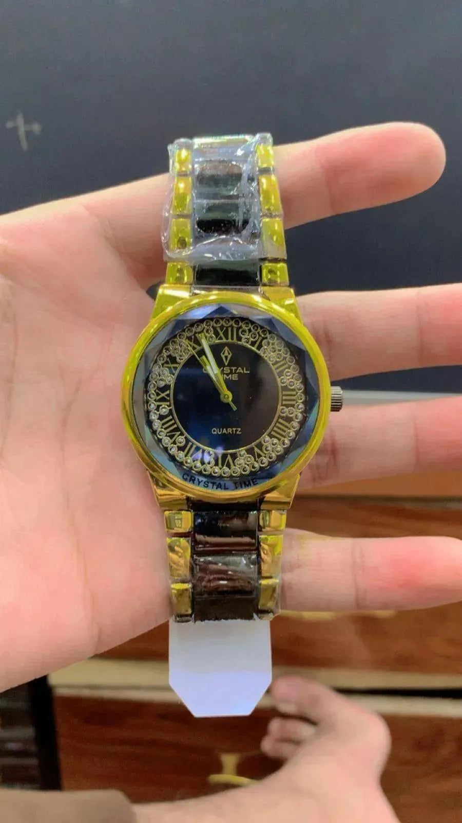 Men's Two-Tone Gold Silver Watch with Diamond Bracelet