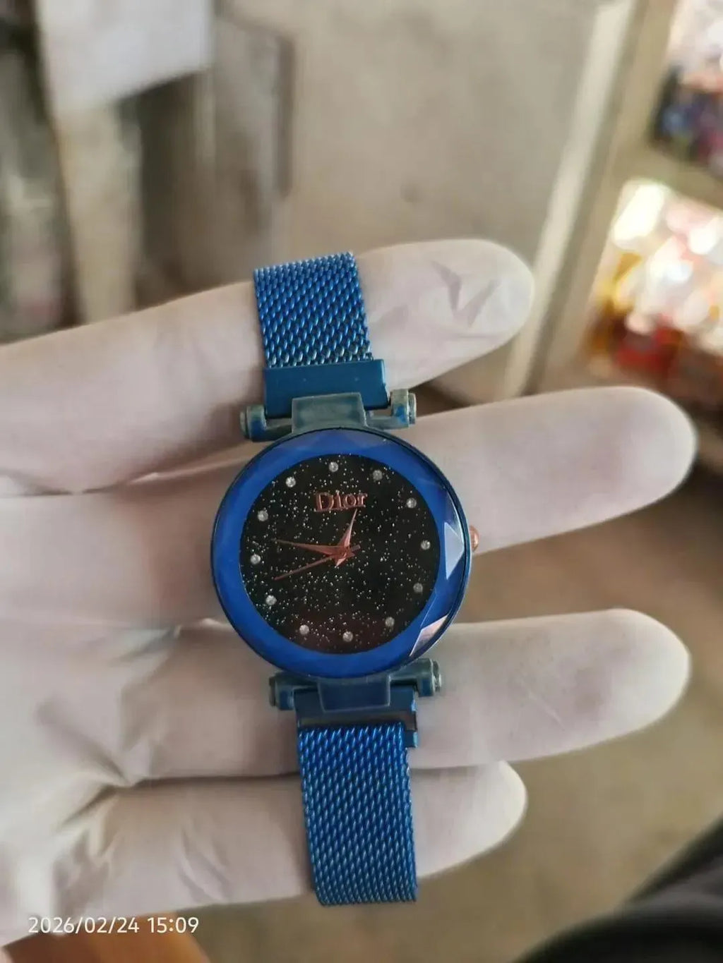 Women's Blue Mesh Dial Watch 45mm