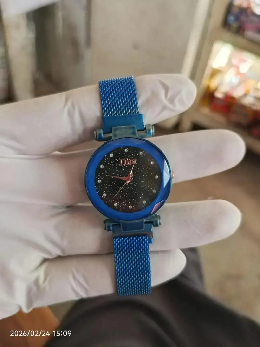 Women's Blue Mesh Dial Watch 45mm