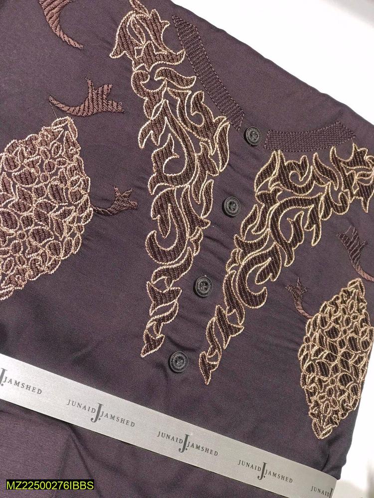 Men's Embroidered Brown Suit with Floral Design