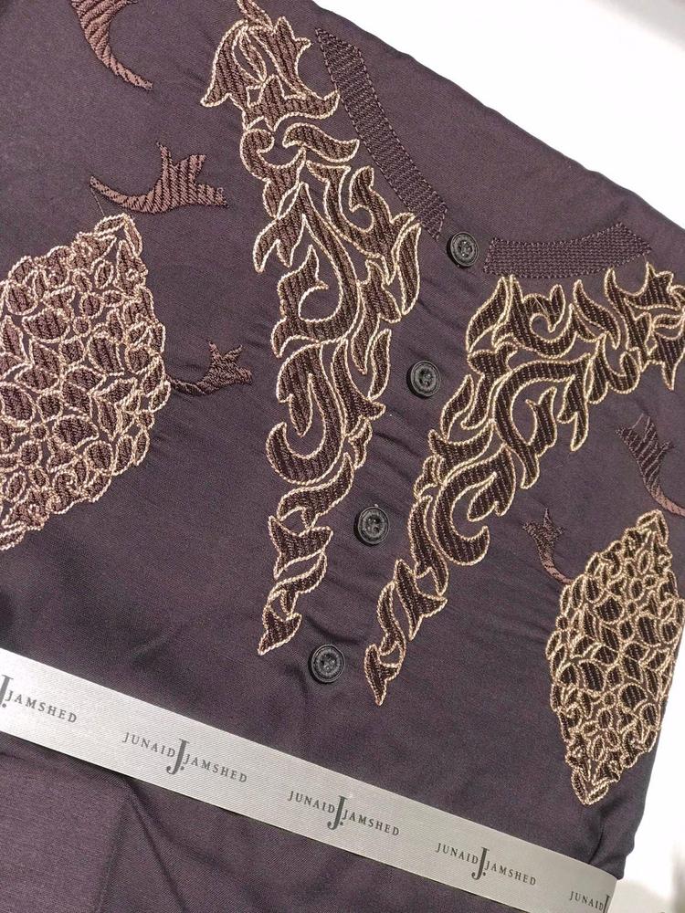 Men's Embroidered Brown Suit with Floral Design