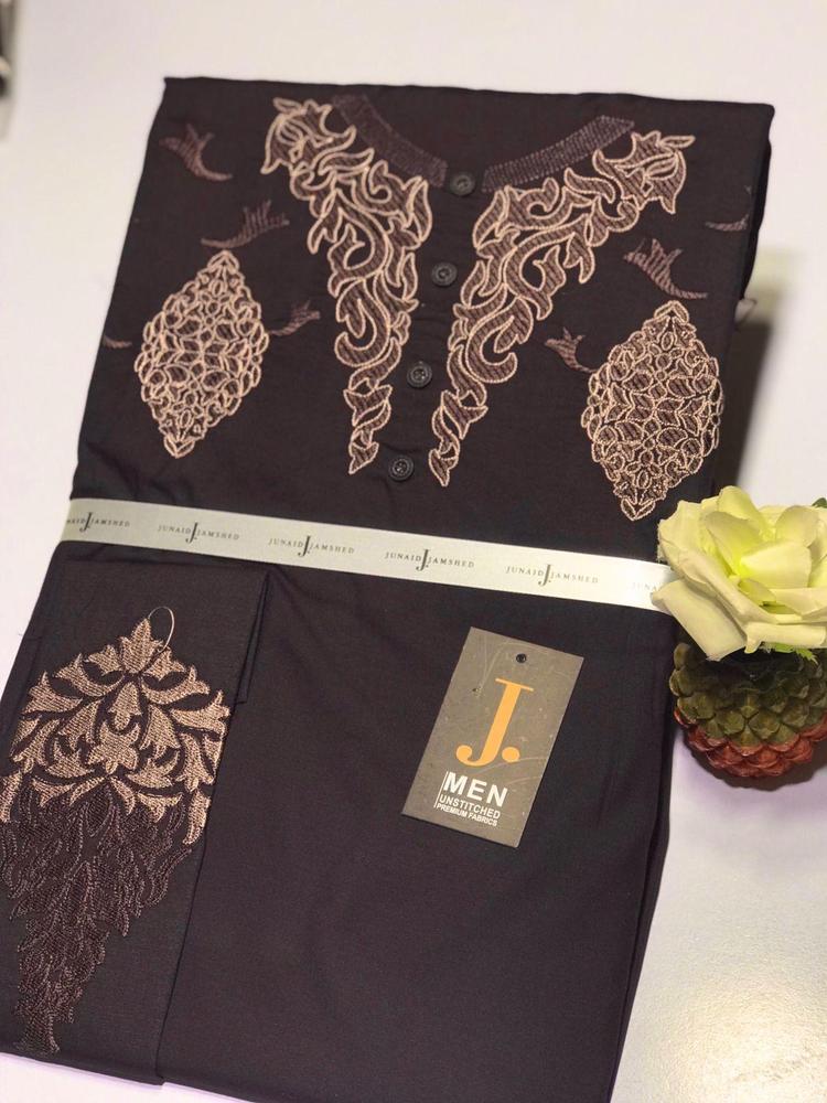 Men's Embroidered Brown Suit with Floral Design