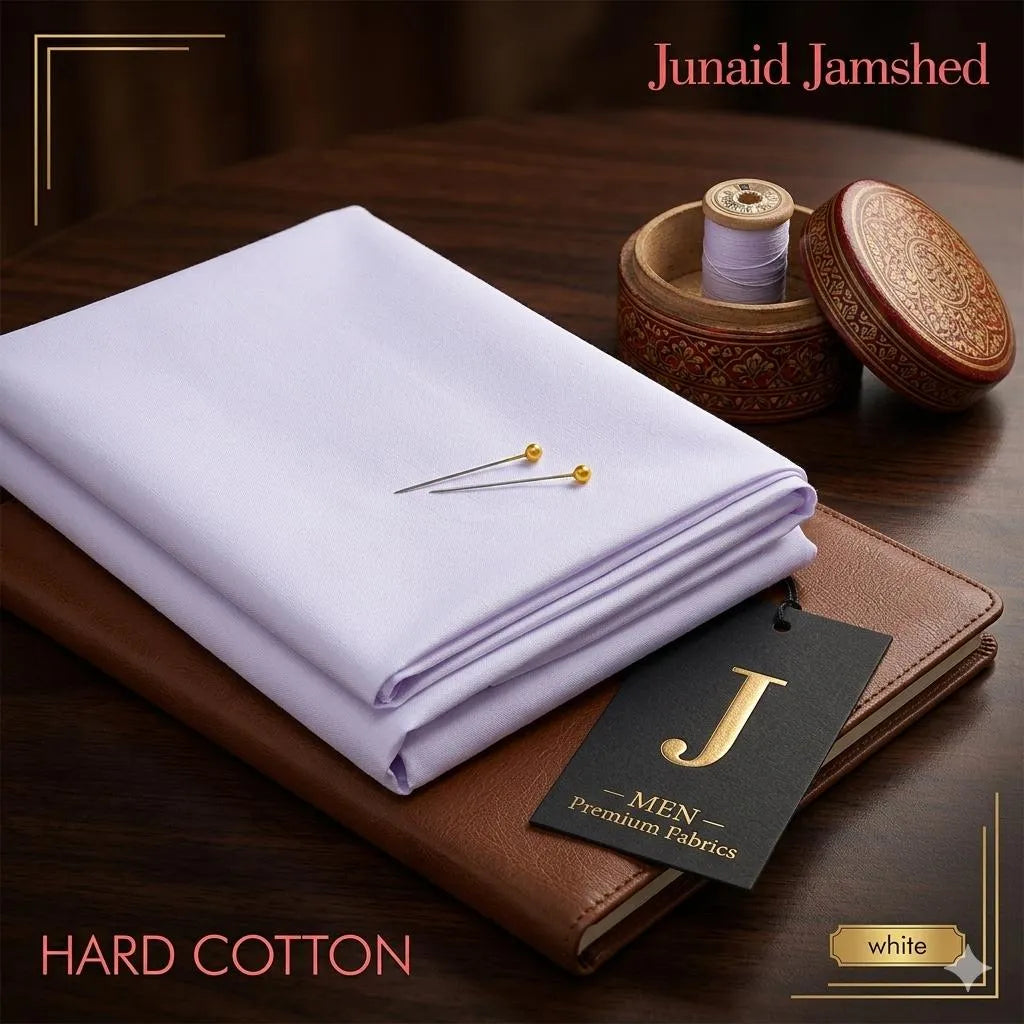 Men Hard Cotton Plain White Suit 4.5m