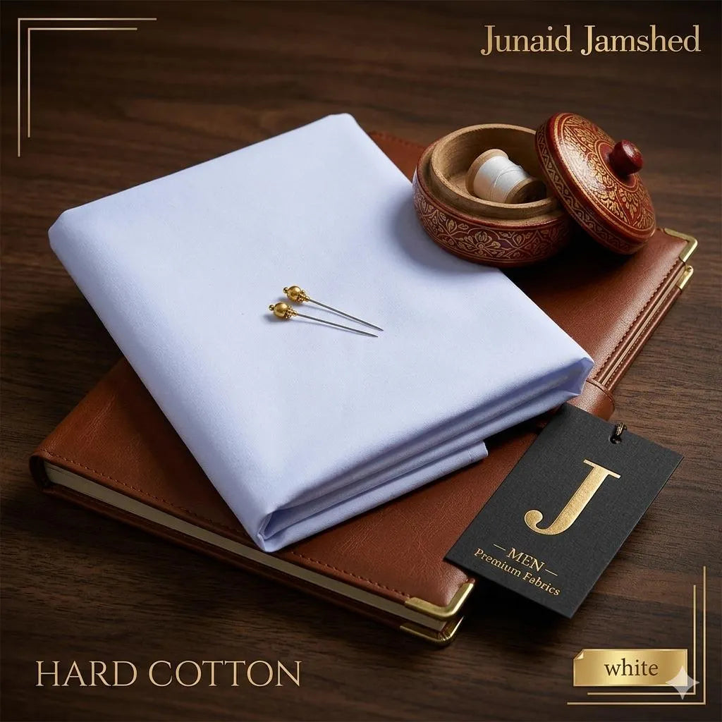 Men Hard Cotton Plain White Suit 4.5m