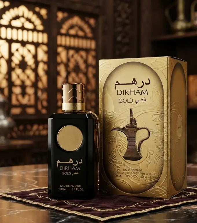 Dirham Gold Eau de Parfum by Ard Al Zaafaran – 100 mL Unisex Luxury Fragrance with Ornate Gold Packaging