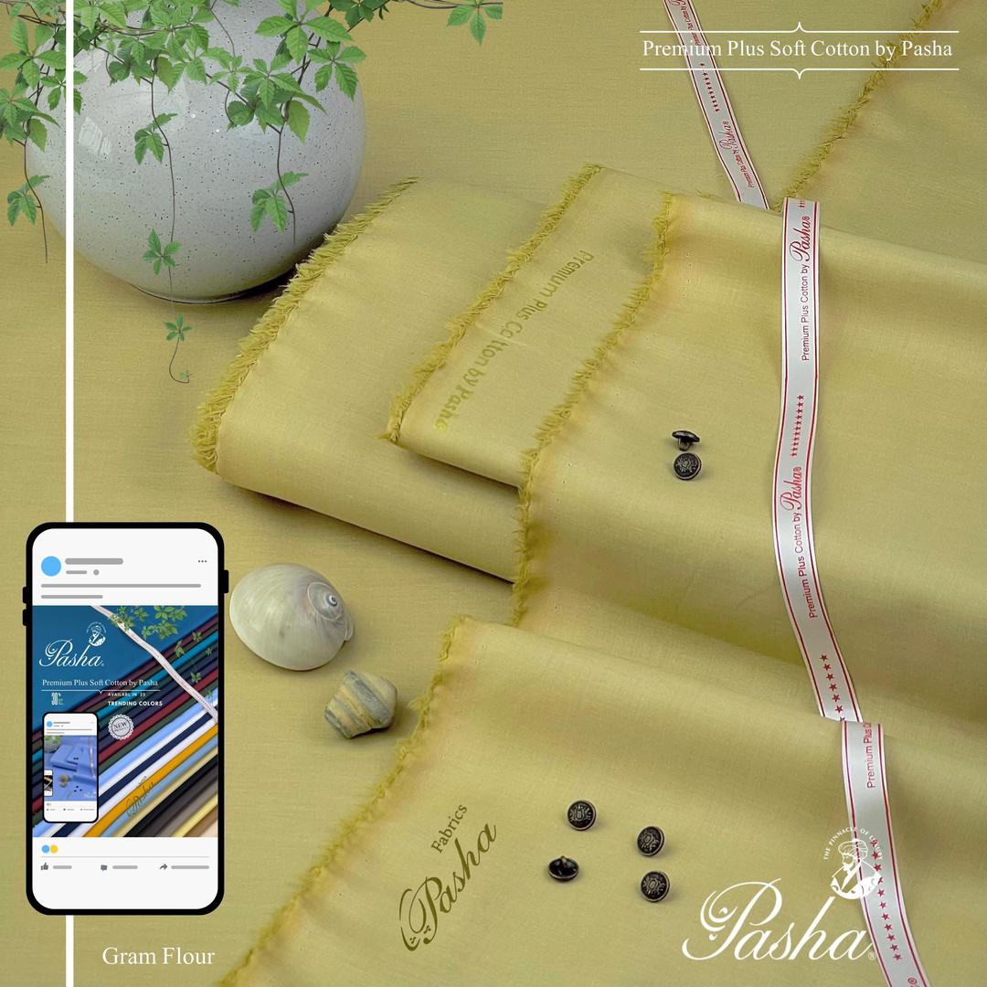 Men Unstitched Cotton Suit Yellow Summer Pakistan