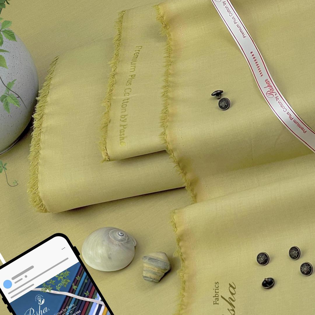 Men Unstitched Cotton Suit Yellow Summer Pakistan