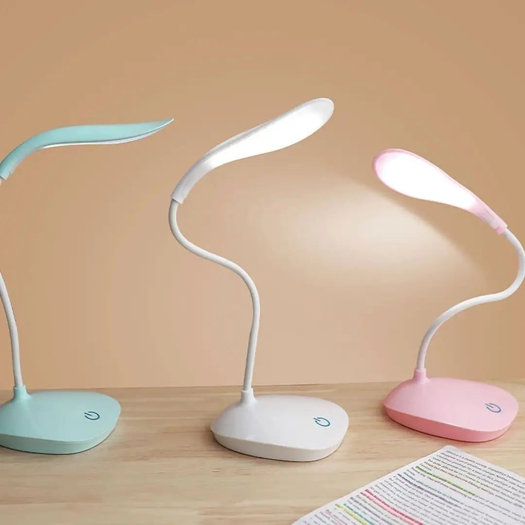 LED Desk Lamp for Study & Bedroom USB Rechargeable Eye Caring Light 360° Flexible Arm 3 Modes Night Table Lamp & Student Reading Light