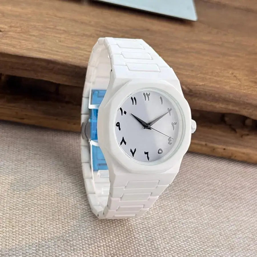 Men's Carbon Fiber White Arabic Aura Watch