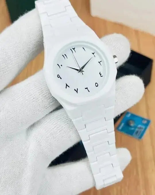 Men's Carbon Fiber White Arabic Aura Watch