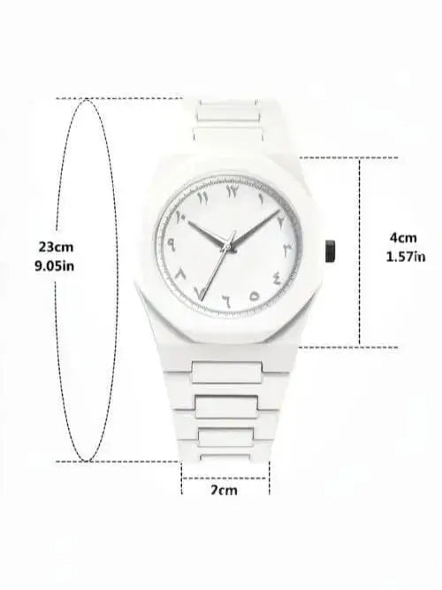 Men's Carbon Fiber White Arabic Aura Watch