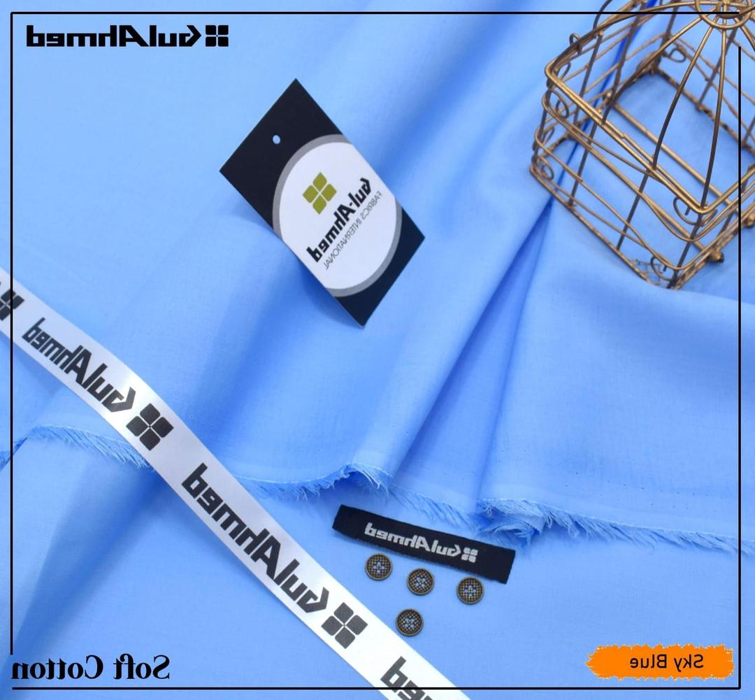 Soft Cotton Plain Suit Blue 8 Button Unstitched