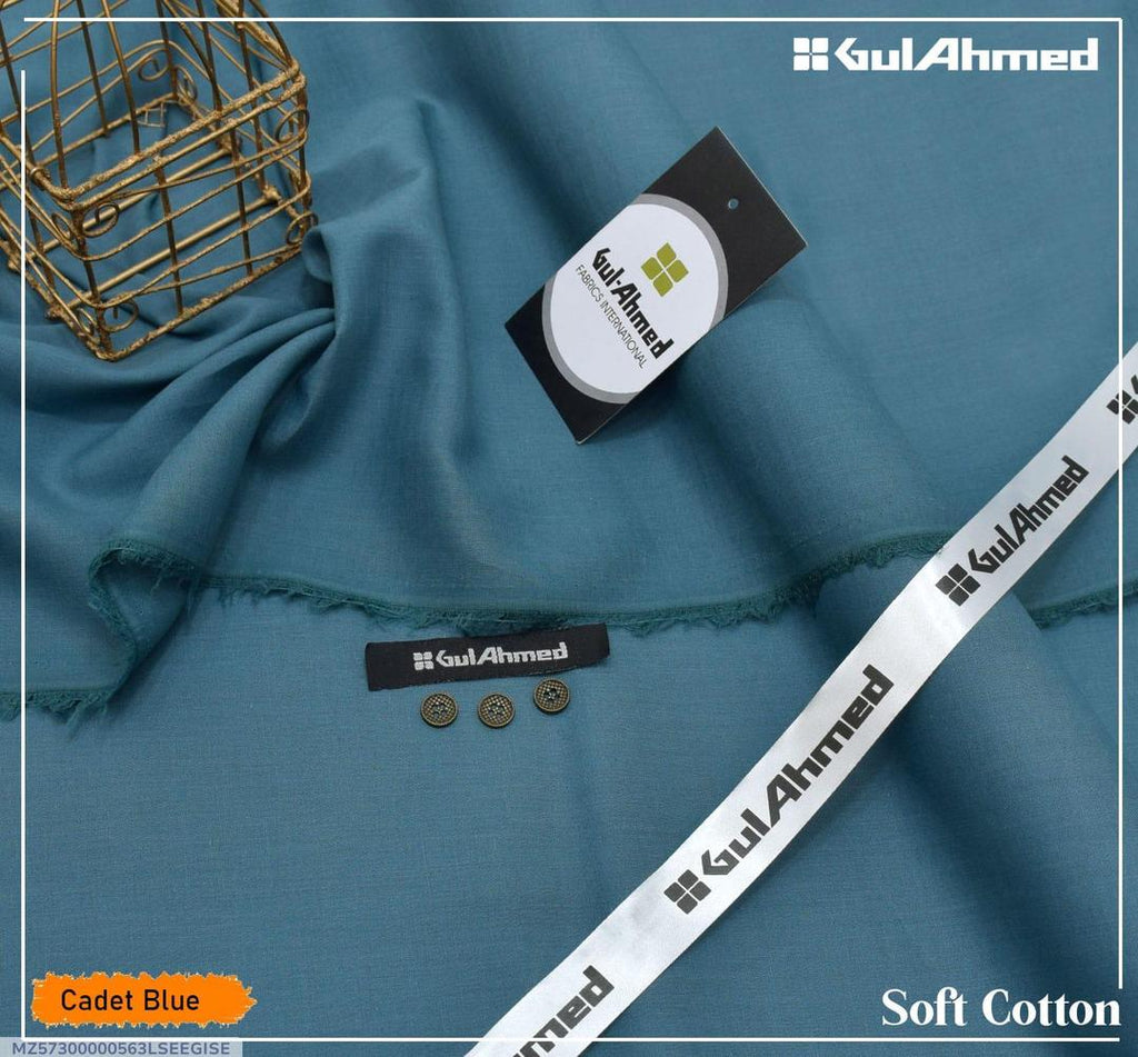 Men's Soft Cotton Cadet Blue Suit Unstitched Summer Wear