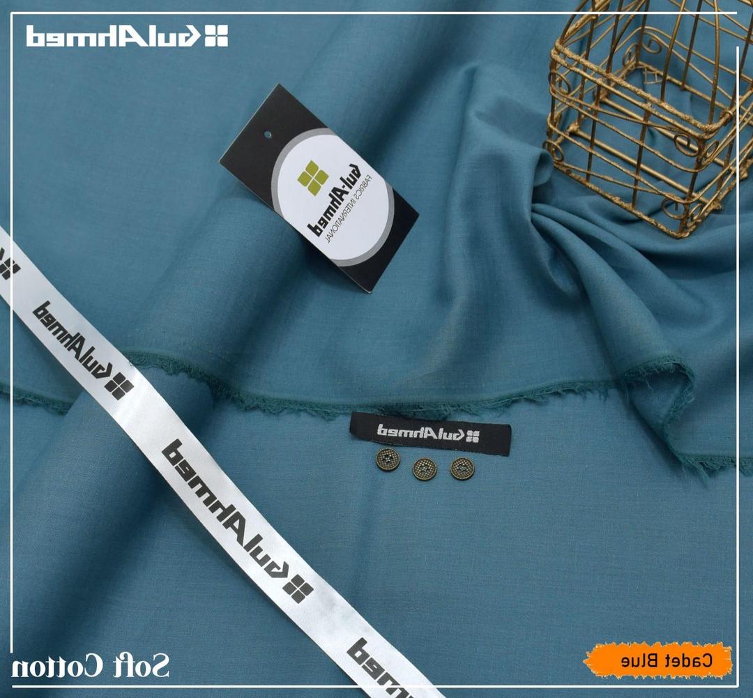 Men's Soft Cotton Cadet Blue Suit Unstitched Summer Wear