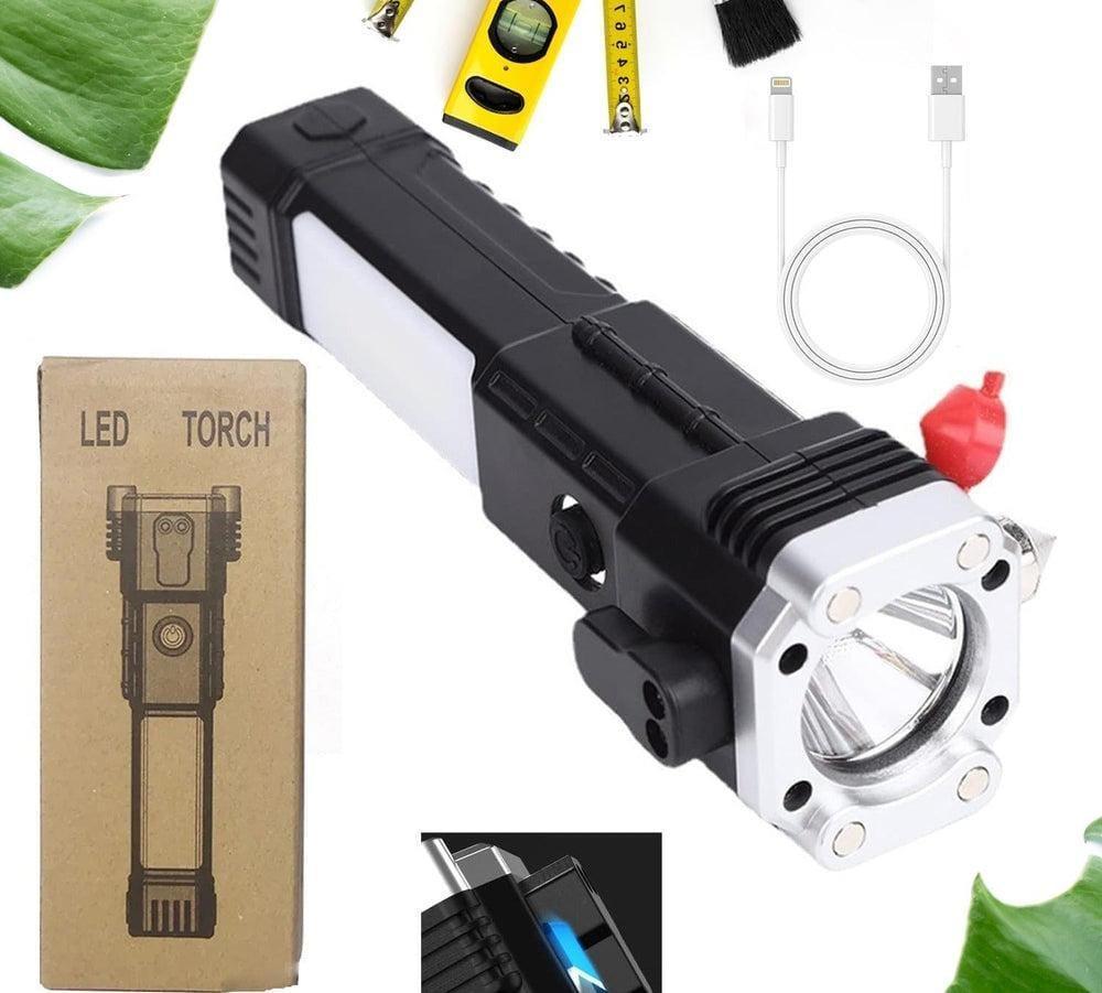 Rechargeable LED Torch Black ABS Aluminum Head
