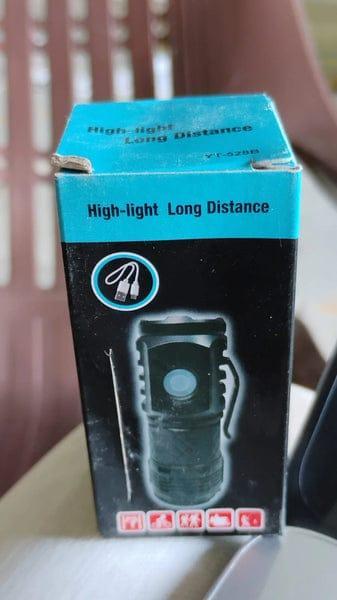 Rechargeable LED Torch Light Black Type-C Camping Hiking Emergency Light