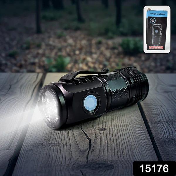 Rechargeable LED Torch Light Black Type-C Camping Hiking Emergency Light