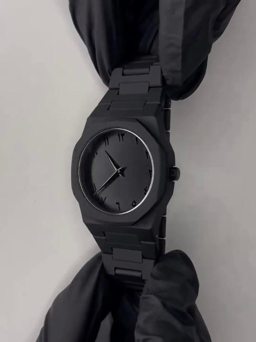 Black Matte Chain Strap Watch for Men Women