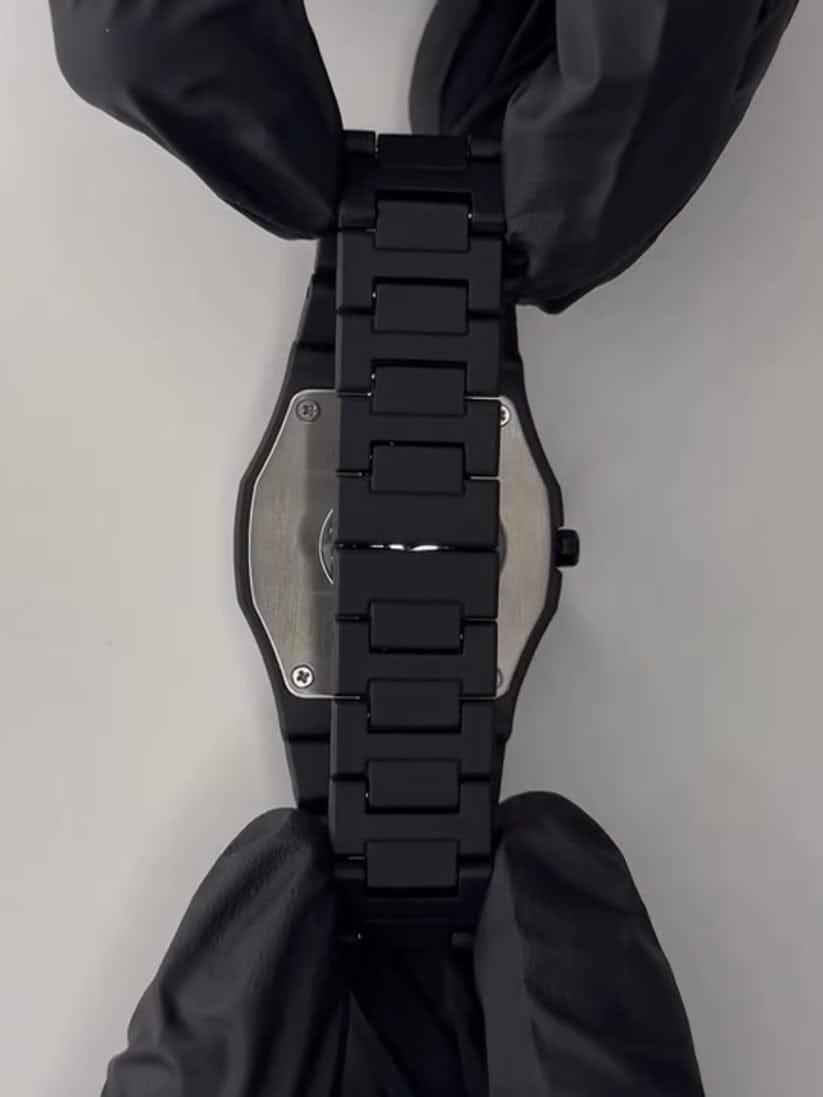 Black Matte Chain Strap Watch for Men Women