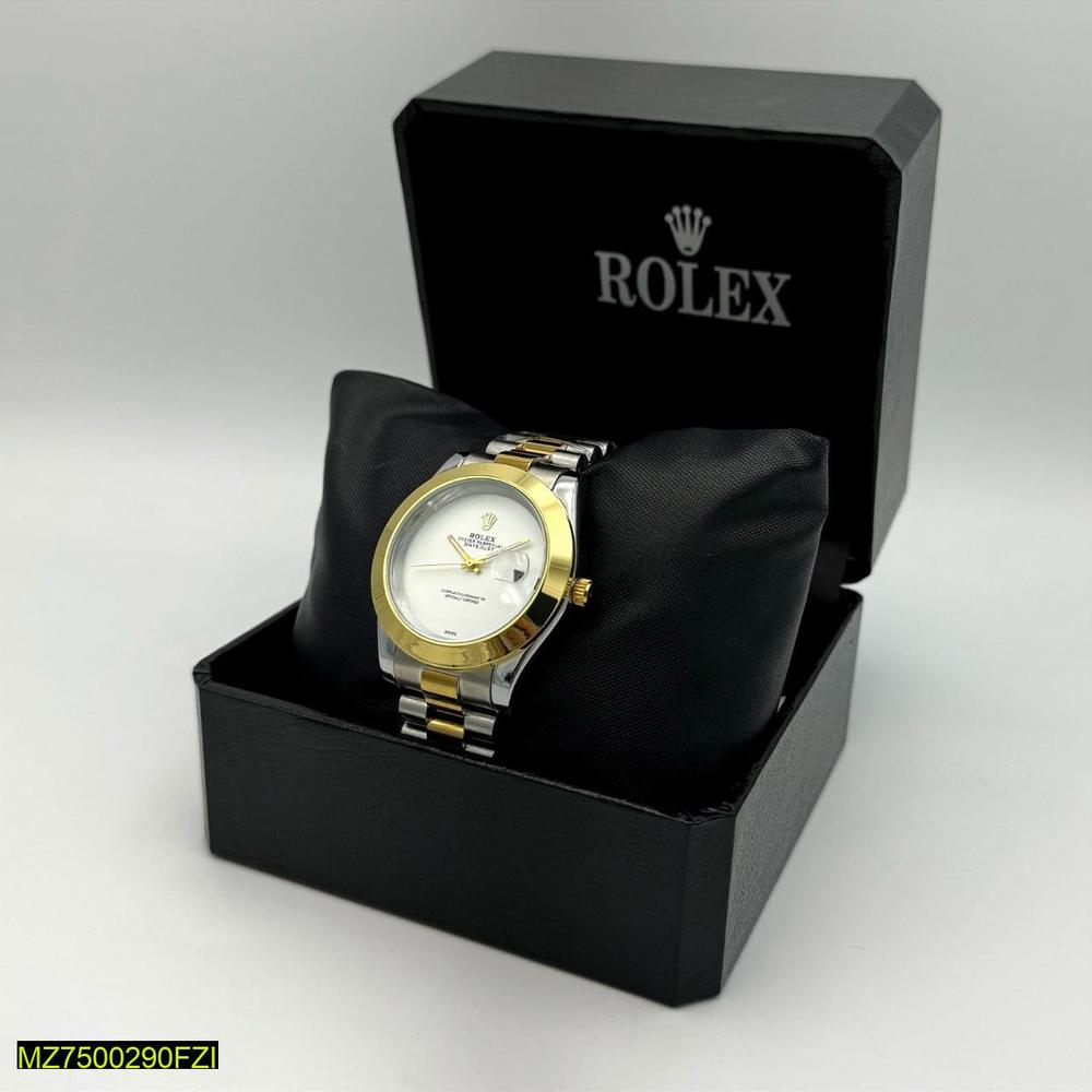 Men's Gold Silver Two Tone Watch with Date Window