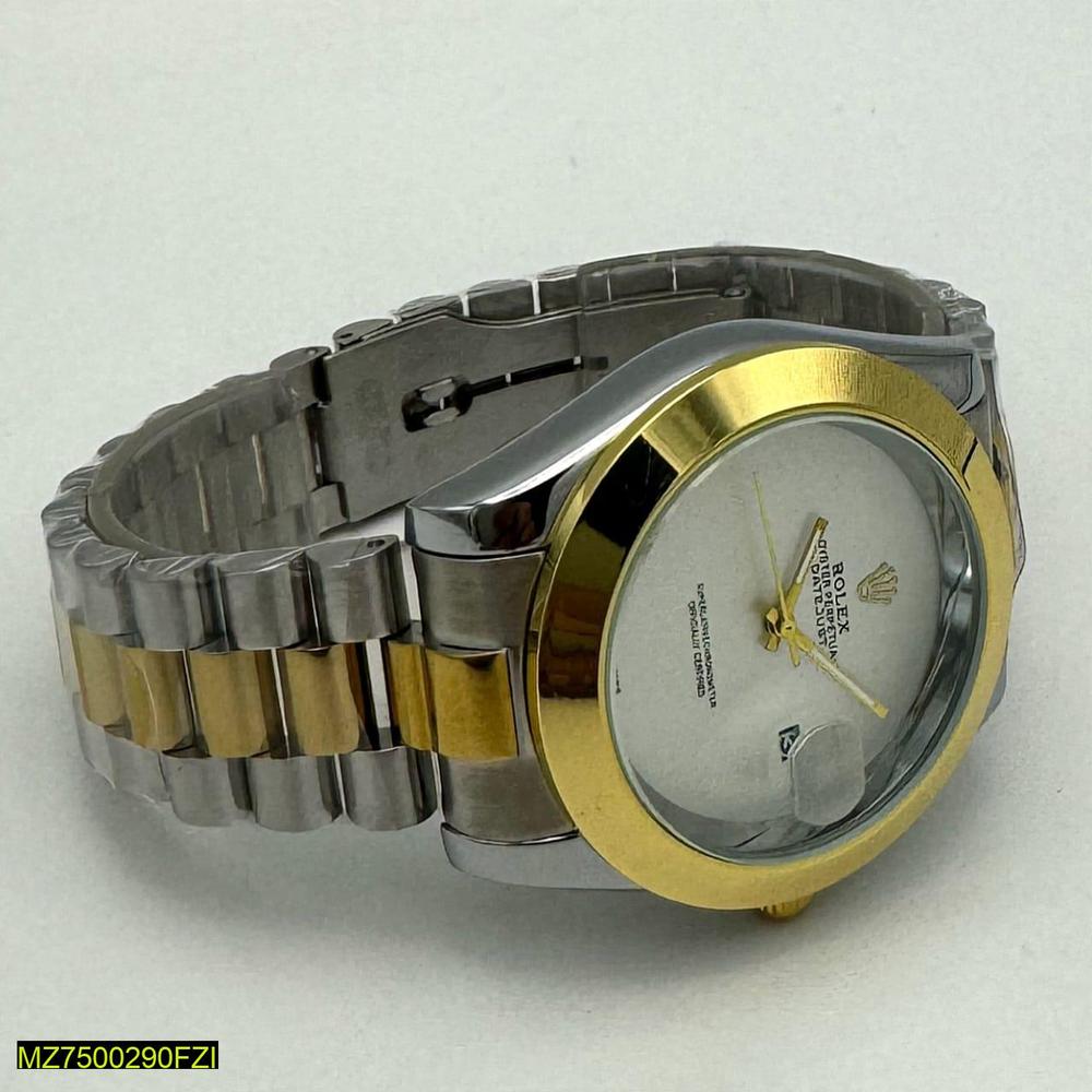 Men's Gold Silver Two Tone Watch with Date Window