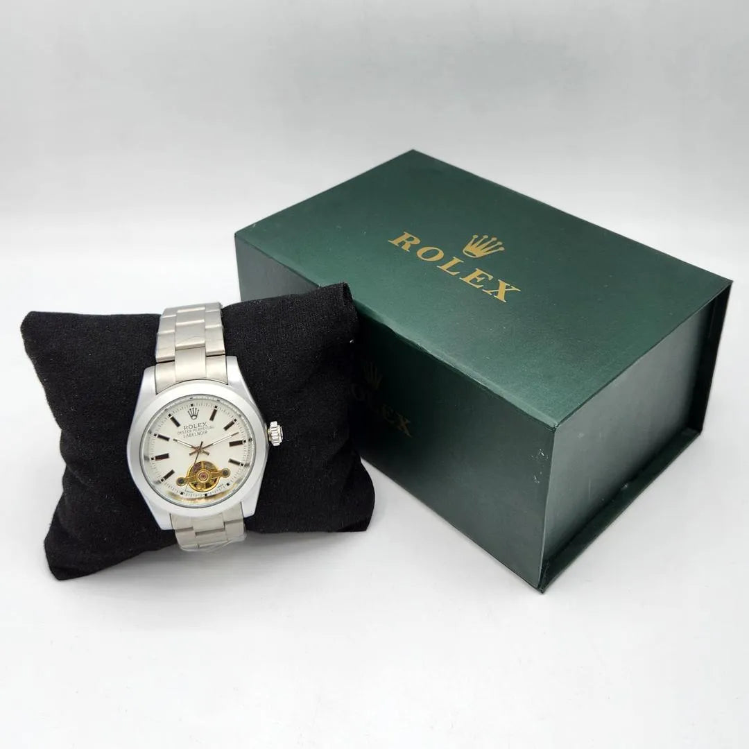 Stainless Steel Men's Watch White Dial Water Resistant