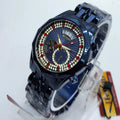 Men's Blue Crystal Ruby Watch Stainless Steel Chain Strap