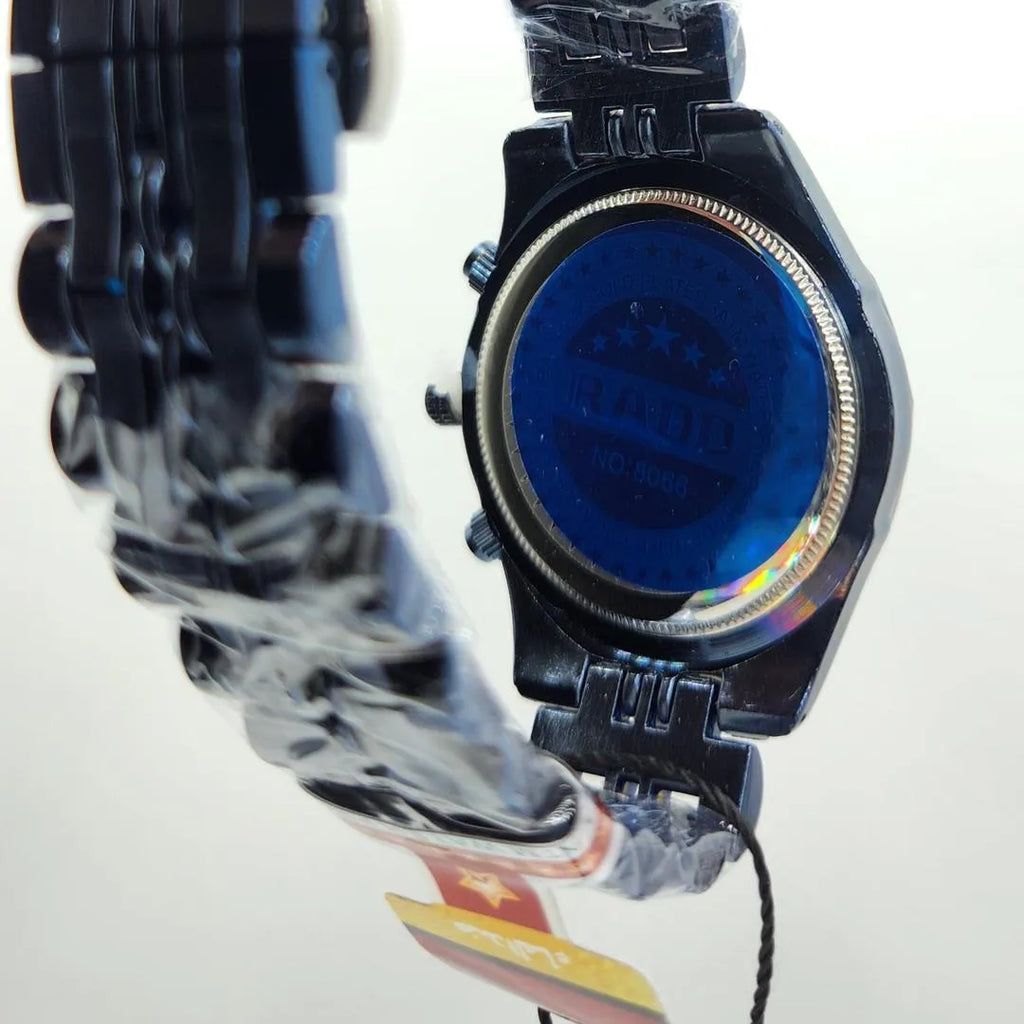Men's Blue Crystal Ruby Watch Stainless Steel Chain Strap