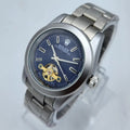 Stunning Blue Sunray Rolex Watch with Open Heart Window